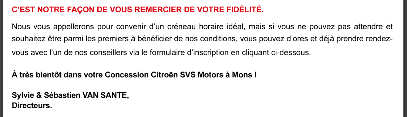 C'est notre façon de vous remercier de votre fidélité