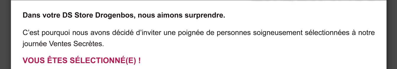 VOUS ÊTES SELECTIONNÉ(E)