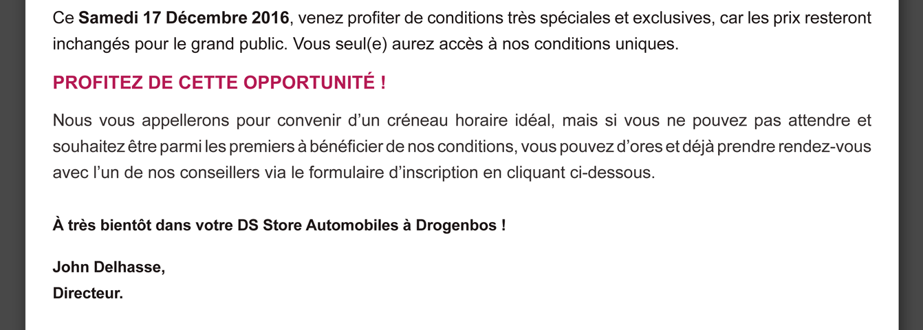 CE SAMEDI 17 DÉCEMBRE 2016, PROFITEZ DE CETTE OPPORTUNITÉ