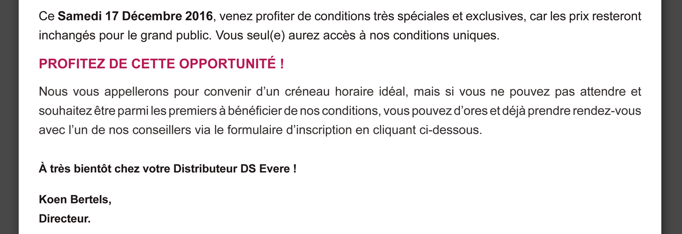 CE SAMEDI 17 DÉCEMBRE 2016, PROFITEZ DE CETTE OPPORTUNITÉ