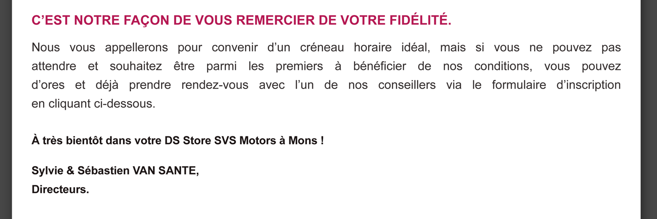 C'est notre façon de vous remercier de votre fidélité