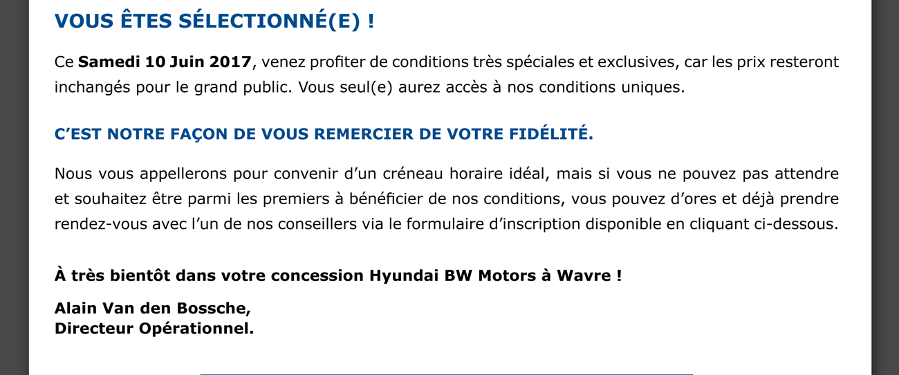 >Vous êtes sélectionné(e) !