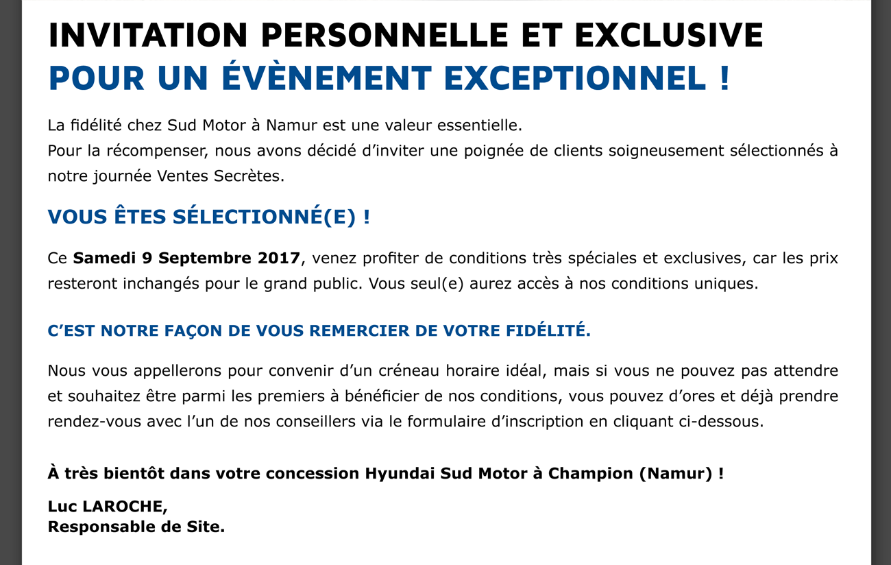 Vous êtes sélectionné(e)!