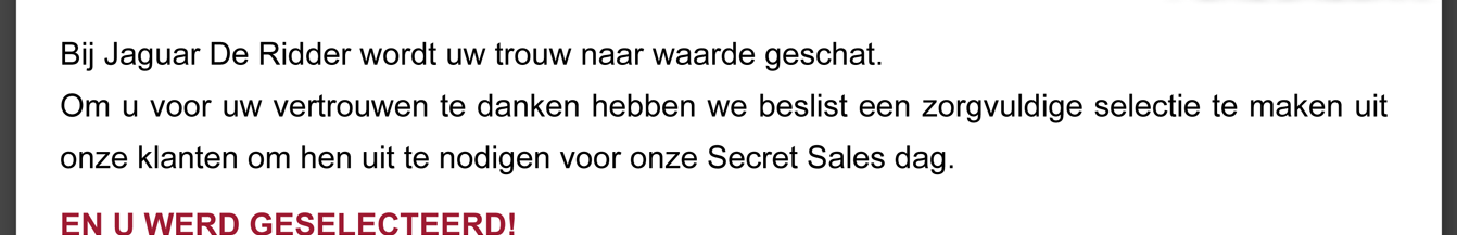 Bij Jaguar De Ridder wordt uw trouw naar waarde geschat.