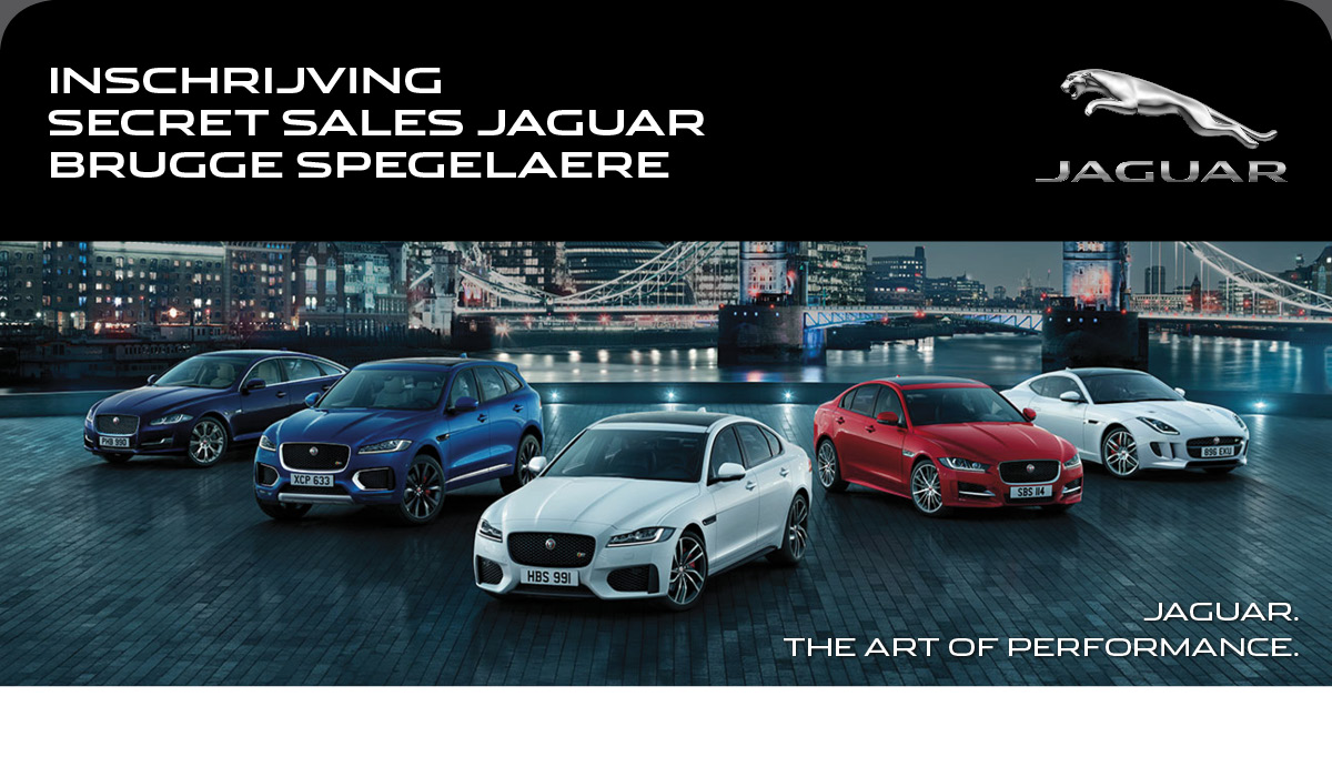 Inschrijving Secret Sales Jaguar Brugge Spegelaere