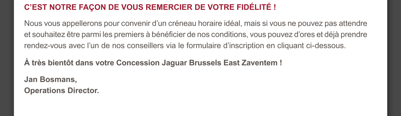 C’est Notre Façon De Vous Remercier De Votre Fidélité.