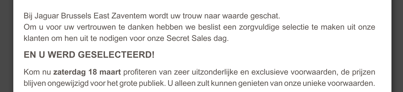 Bij Jaguar Brussels East Zaventem wordt uw trouw naar waarde geschat.