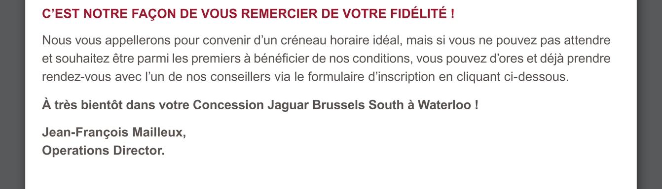 C’est Notre Façon De Vous Remercier De Votre Fidélité.