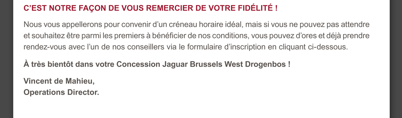 C’est Notre Façon De Vous Remercier De Votre Fidélité.