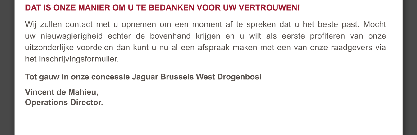 Dat is onze manier om u te bedanken voor uw vertrouwen!