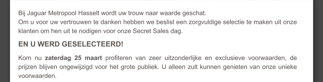 Bij Jaguar Metropool Hasselt wordt uw trouw naar waarde geschat.