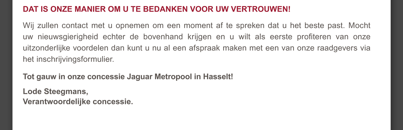 Dat is onze manier om u te bedanken voor uw vertrouwen!