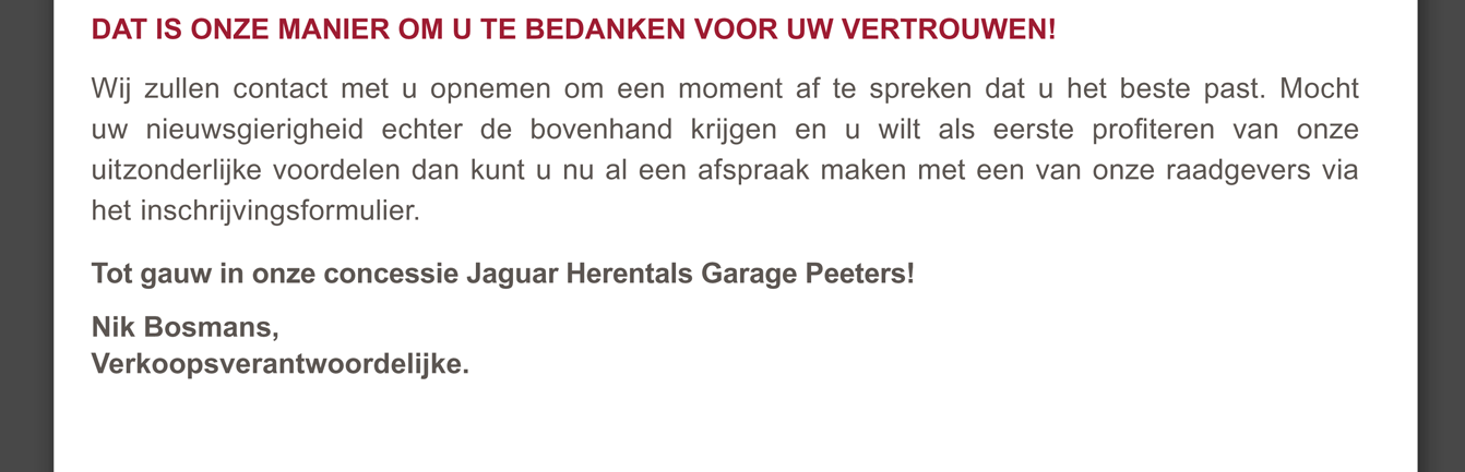 Dat is onze manier om u te bedanken voor uw vertrouwen!