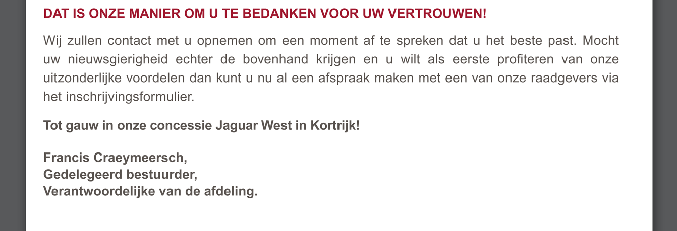 Dat is onze manier om u te bedanken voor uw vertrouwen!