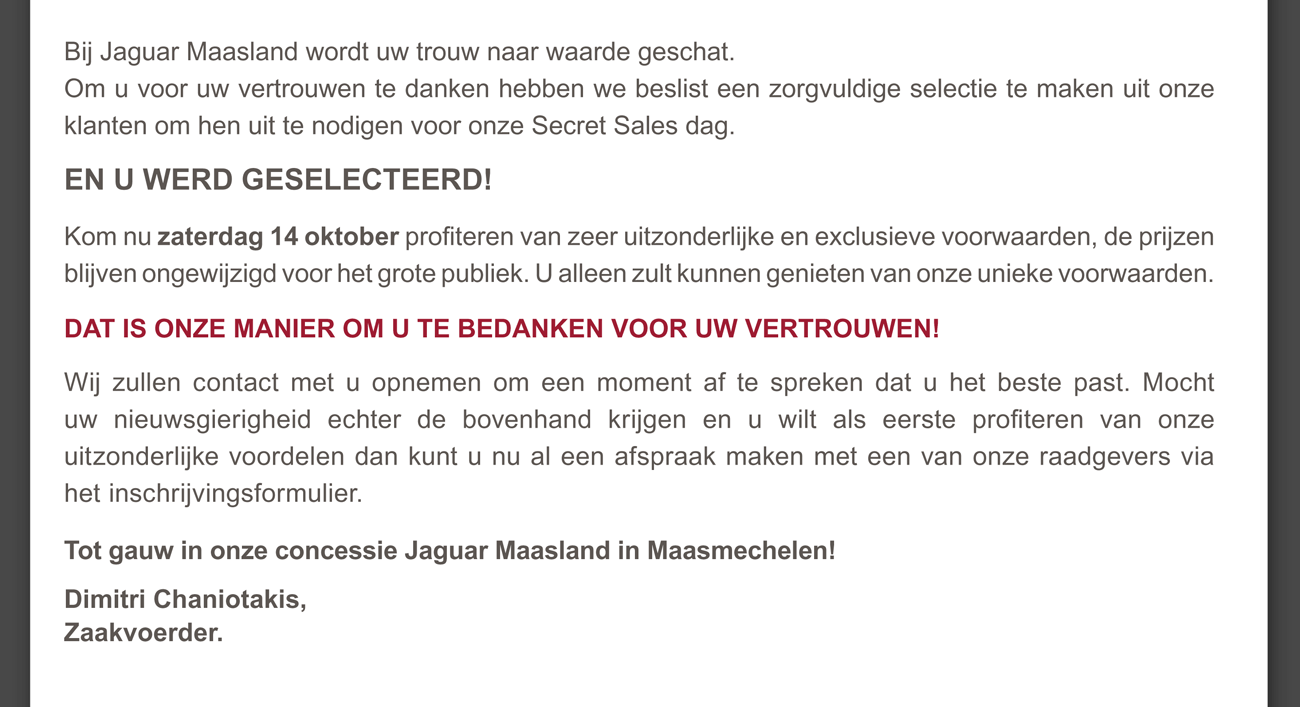 Dat is onze manier om u te bedanken voor uw vertrouwen!