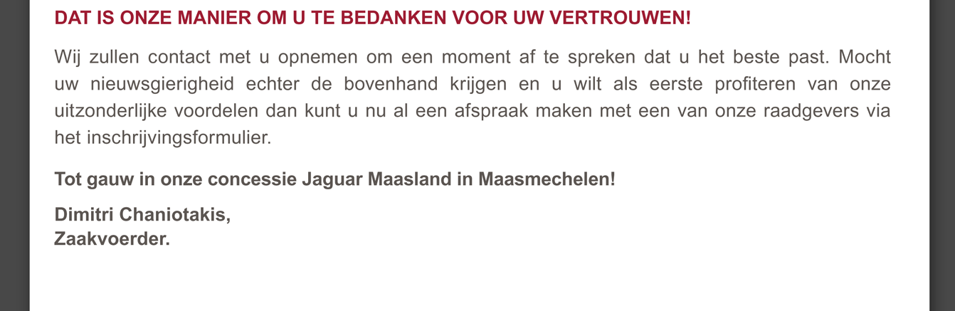 Dat is onze manier om u te bedanken voor uw vertrouwen!