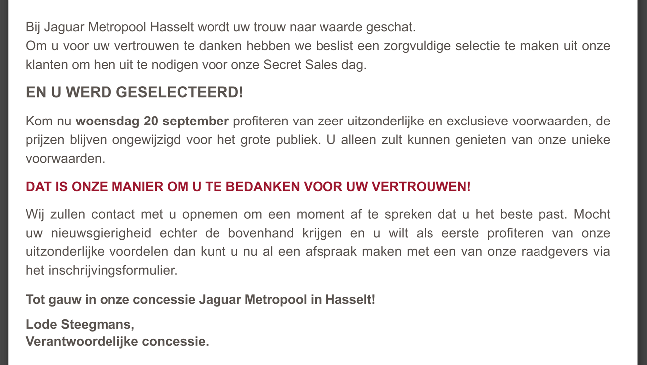 Dat is onze manier om u te bedanken voor uw vertrouwen!