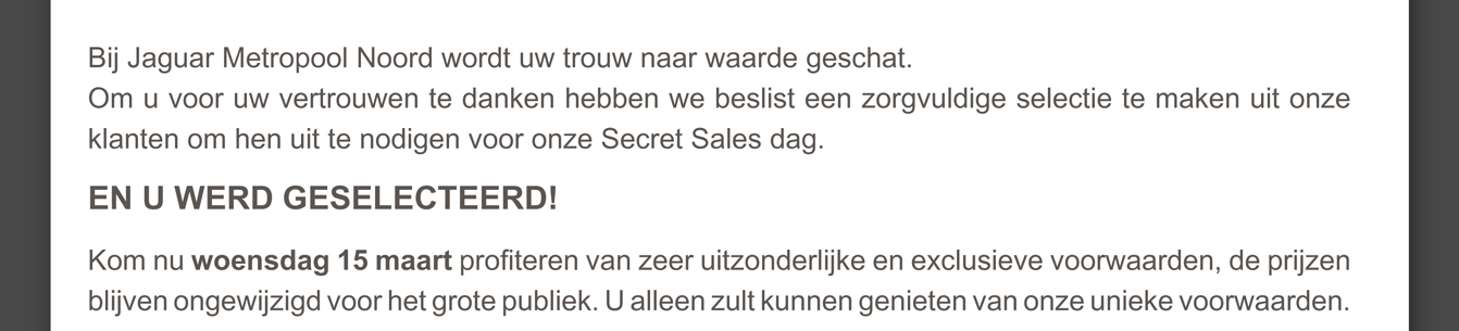 Bij Jaguar Metropool Noord wordt uw trouw naar waarde geschat.