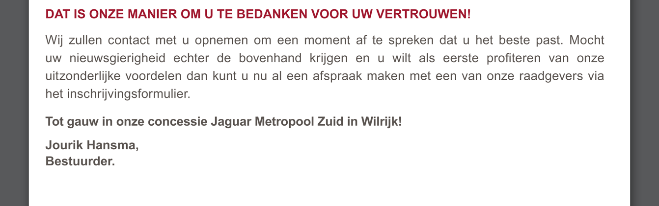 Dat is onze manier om u te bedanken voor uw vertrouwen!