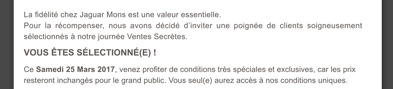La fidélité chez Jaguar Mons est une valeur essentielle.