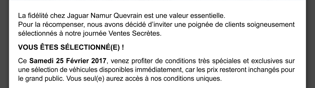 La fidélité chez Jaguar Namur Quevrain est une valeur essentielle.