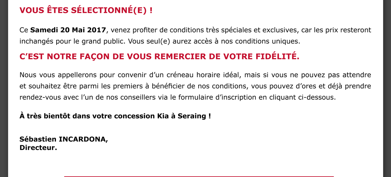 Vous êtes sélectionné(e) !