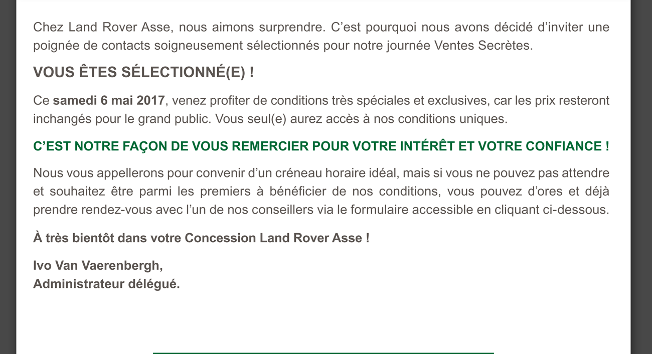 Chez Land Rover Asse, nous aimons surprendre.