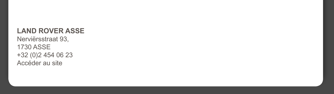 Land Rover Asse Nervïersstraat 93, 1730 ASSE +32 (0)2 454 06 23