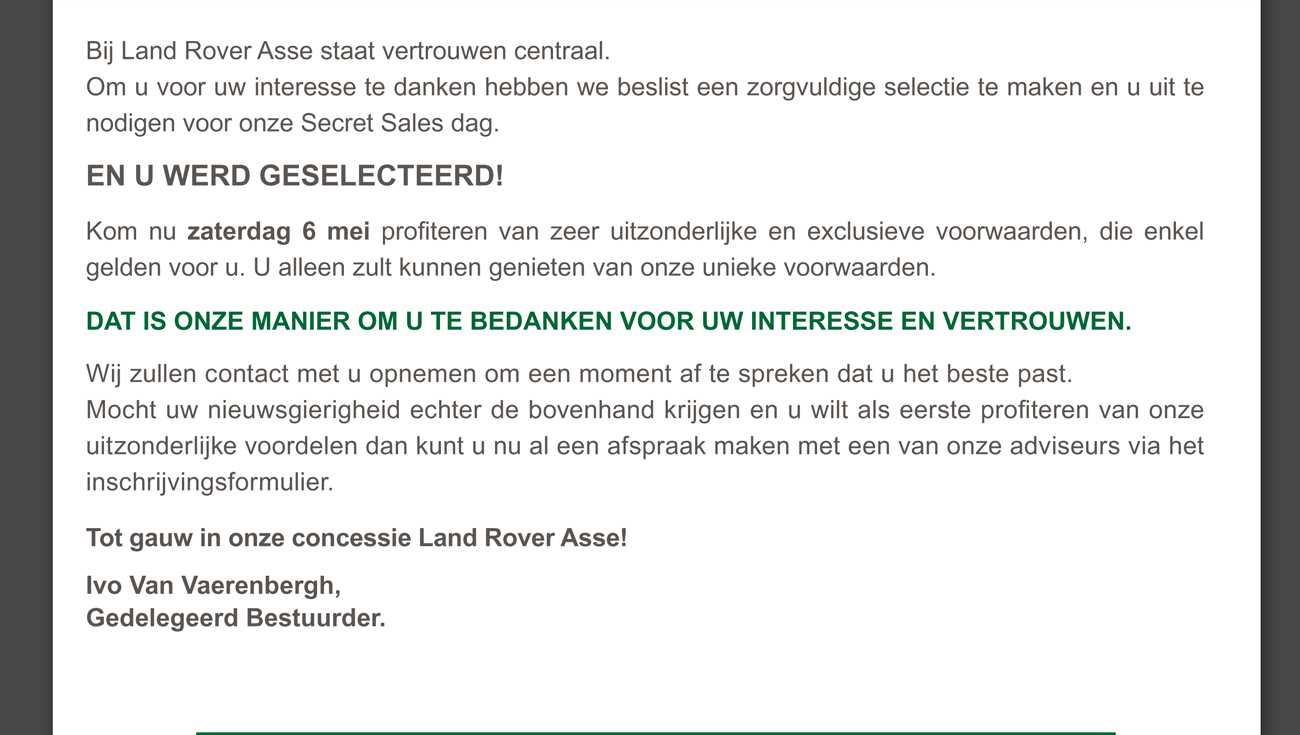 Bij Land Rover Asse staat vertrouwen centraal.