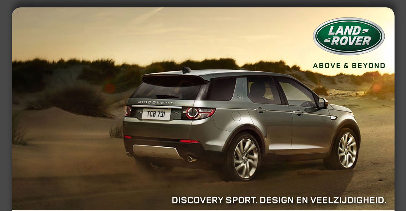 PERSOONLIJKE EN EXCLUSIEVE UITNODIGING VOOR EEN UITZONDERLIJK EVENEMENT!<br>
DISCOVERY SPORT. DESIGN EN VEELZIJDIGHEID.