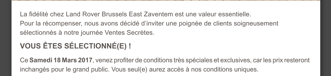 La fidélité chez Land Rover Brussels East Zaventem est une valeur essentielle.