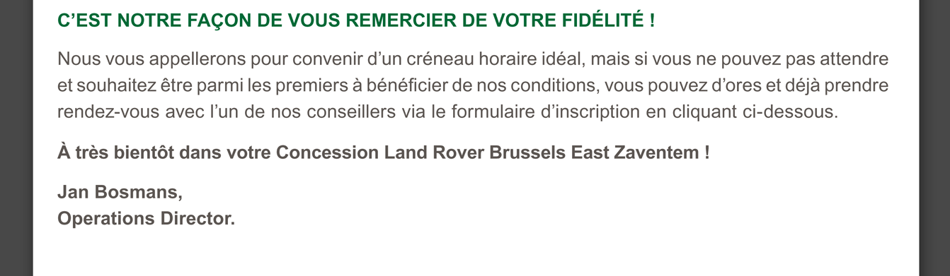 C'est notre façon de vous remercier de votre fidélité !