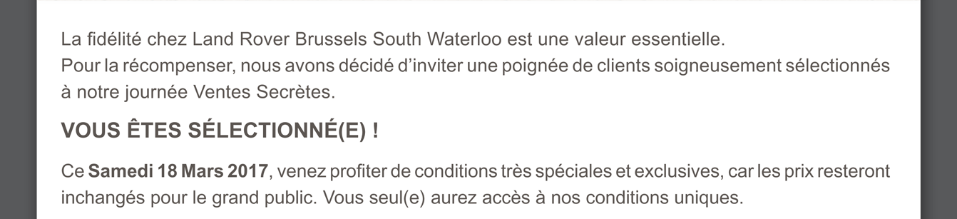 La fidélité chez Land Rover Brussels South Waterloo est une valeur essentielle.