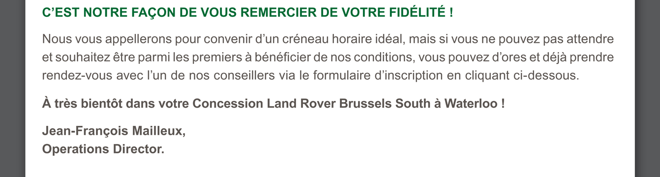 C'est notre façon de vous remercier de votre fidélité !