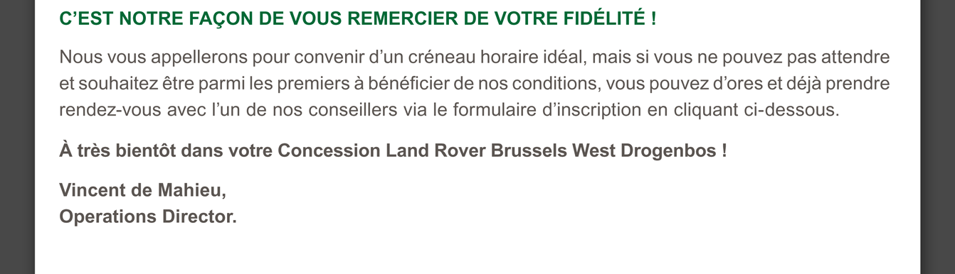 C'est notre façon de vous remercier de votre fidélité !