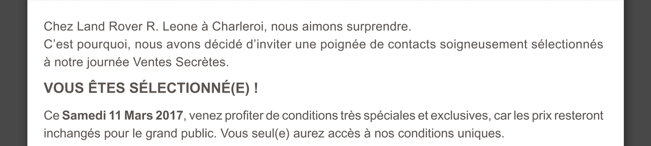 Chez Land Rover R. Leone à Charleroi, nous aimons surprendre.
