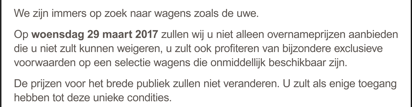 U WERD GESELECTEERD WANT UW RANGE ROVER EVOQUE INTERESSEERT ONS!