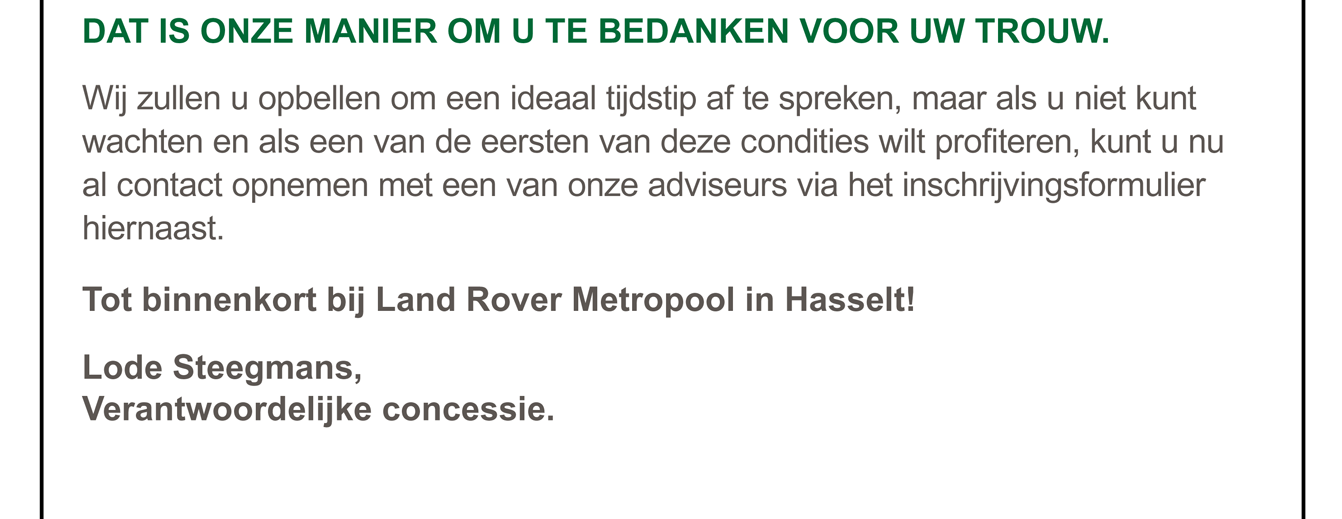 Dat is onze manier om u te bedanken voor uw vertrouwen!