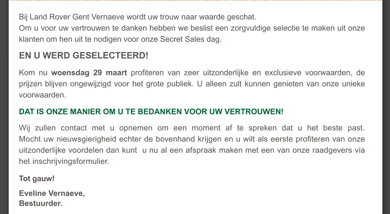 Bij Lan Rover Gent Vernaeve...