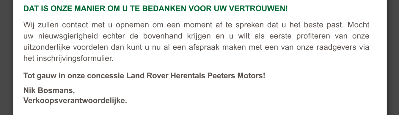 Dat is onze manier om u te bedanken voor uw vertrouwen!