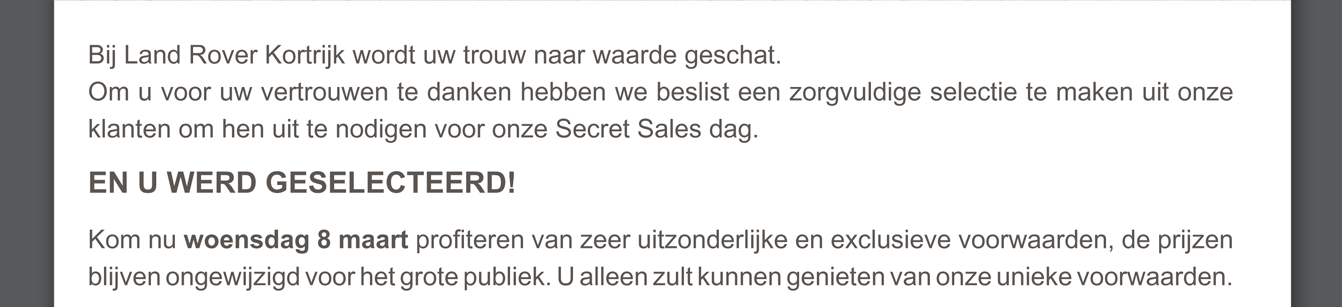 Bij Land Rover Kortrijk wordt uw trouw naar waarde geschat.