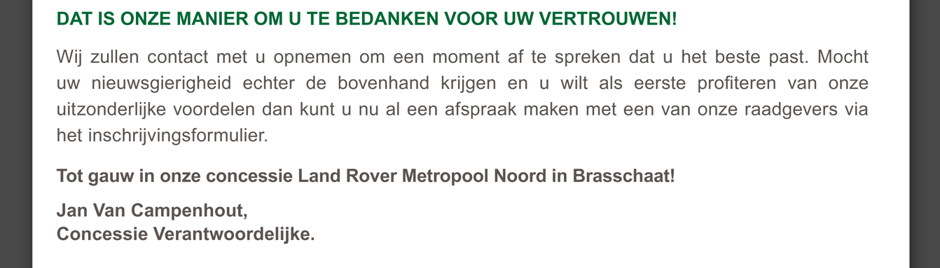 Dat is onze manier om u te bedanken voor uw vertrouwen!