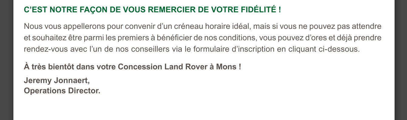 C'est notre façon de vous remercier de votre fidélité !