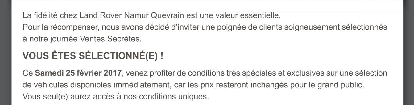 La fidélité chez Land Rover Namur Quevrain est une valeur essentielle.