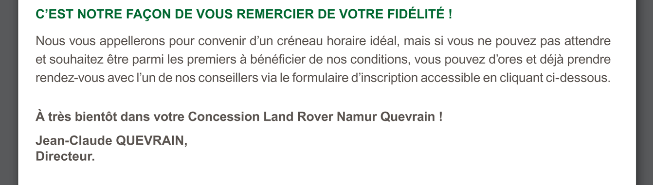 C'est notre façon de vous remercier de votre fidélité !