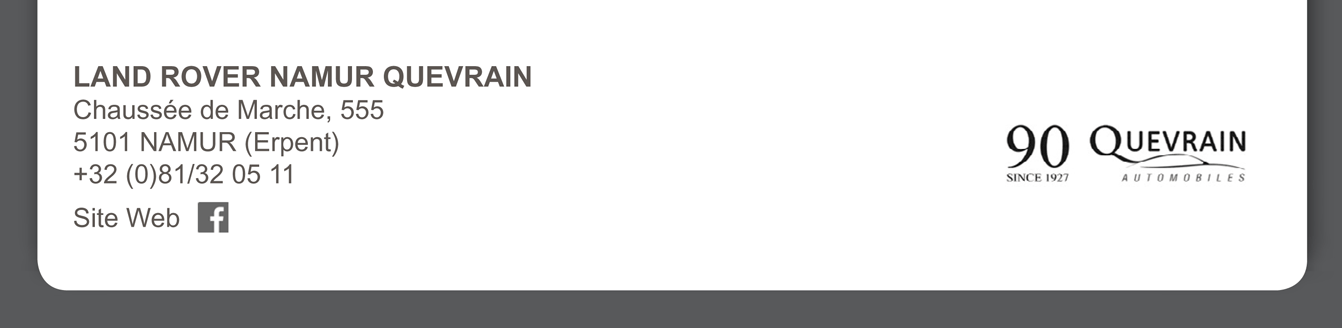 LAND ROVER NAMUR QUEVRAIN Chaussée de Marche, 555 5101 (0)81/32 05 11