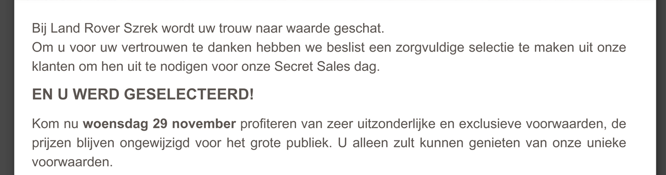 EN U WERD GESELECTEERD!