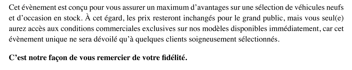 C'EST NOTRE FACON DE VOUS REMERCIER DE VOTRE FIDELITÉ