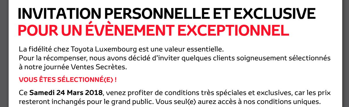 INVITATION PERSONNELLE ET EXCLUSIVE POUR UN ÉVÈNEMENT EXCEPTIONNEL !