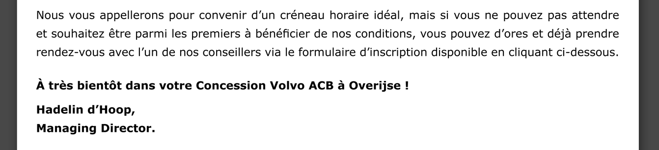 A très bientôt dans votre concession VOLVO ACB à Overijse